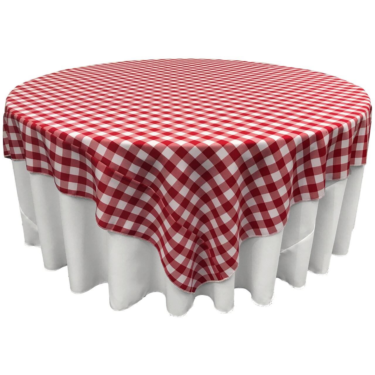 Square Tablecloth 90 x 90 Inch Gingham Checkered Polyester Overlay Use